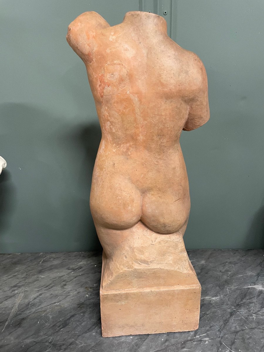 Sculpture In The Antique Torso Of Venus Terracotta Signed Henri Martinet-photo-4
